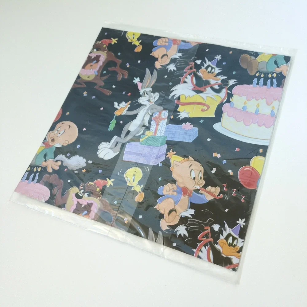 VTG 1996 Looney Tunes Birthday Gift Wrap Paper 2 pc Bugs Bunny Taz 90s Deadstock